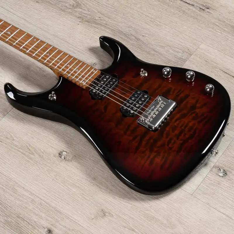 Holiday Sale Ernie Ball Music Man JP15 John Petrucci Guitar, Roasted Maple, Tiger Eye Quilt Top