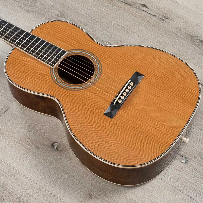 Super Sale Martin Custom Shop 00-28 Inspired Parlor Acoustic Guitar, Figured Claro Walnut, Western Red Cedar
