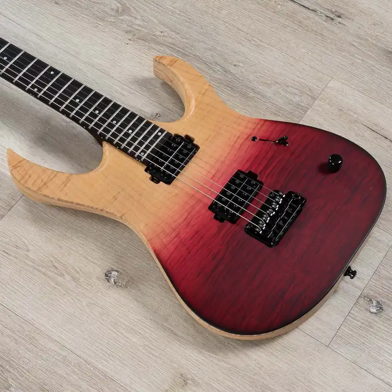 Mayones Duvell Elite V24 6 B27Baritone Guitar, 5A Flame Maple Top, Custom Tequila Horizon Fan Favorite