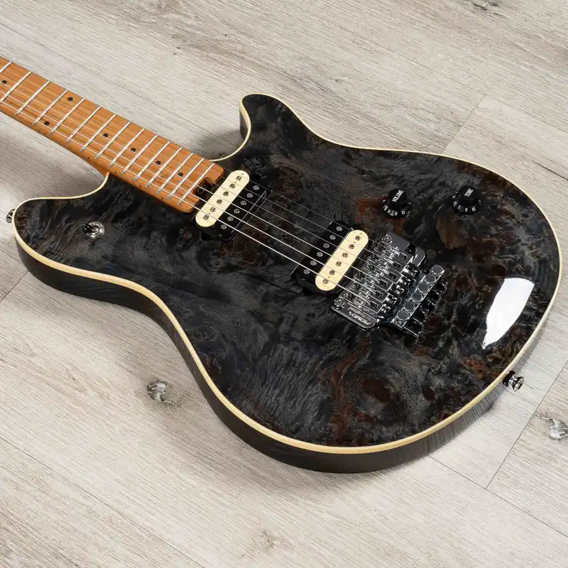 Peavey HP 2 Poplar Burl RM Guitar, Roasted Maple Fretboard, Transparent Black Seasonal Sale