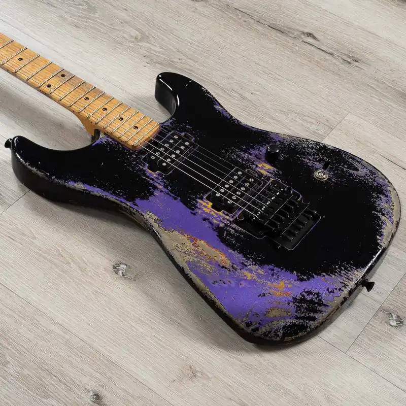 Friedman Cali Guitar, Birdseye Maple Fretboard, Black over Candy Purple over 3-Tone Burst Weekend Sale