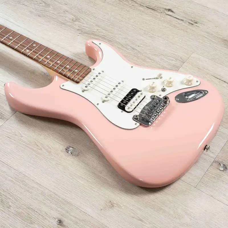 High Quality G&L USA Legacy HSS Guitar, Caribbean Rosewood Fretboard, Shell Pink