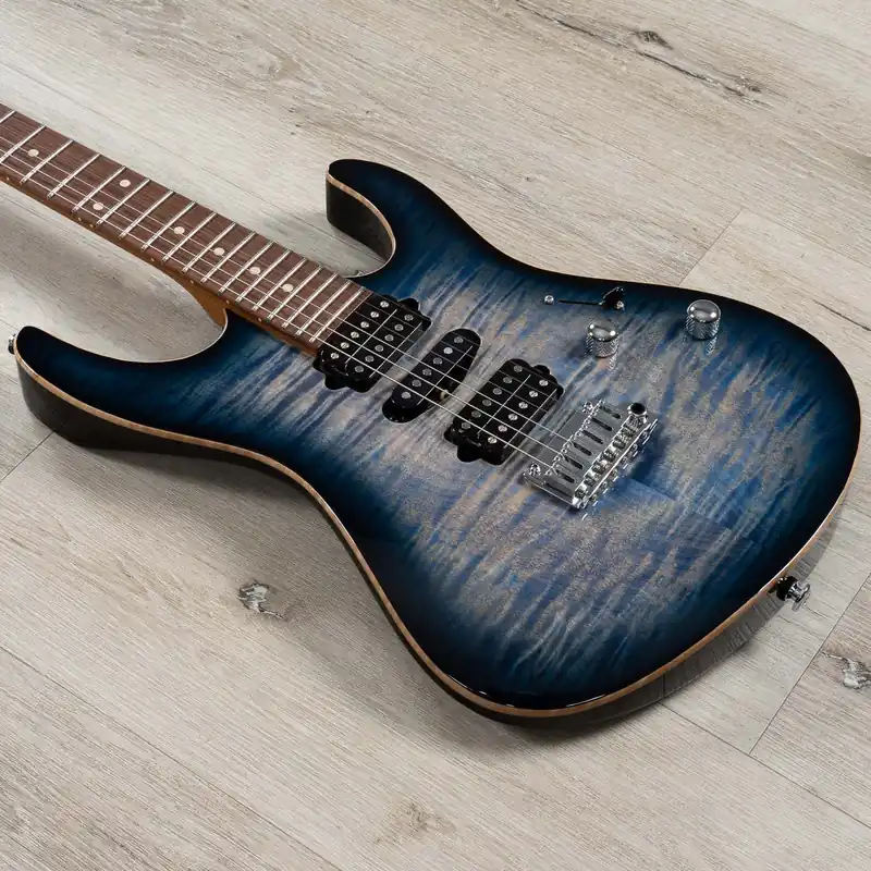 Popular Suhr Modern Plus HSH Guitar, Pau Ferro Fingerboard, Faded Trans Whale Blue Burst