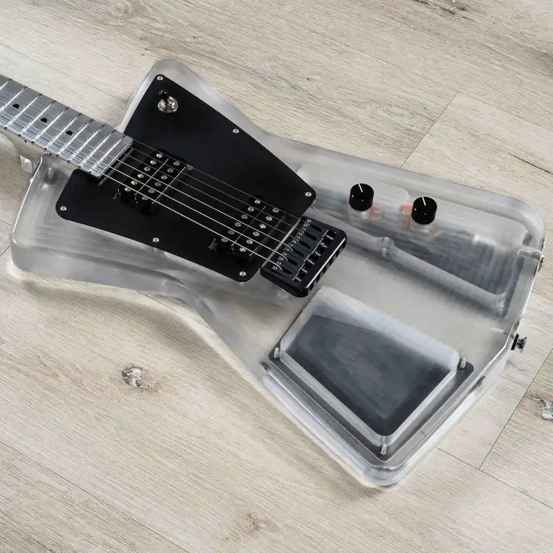 Last Chance Aluminati Orion Guitar, 3D Milled Body, Seymour Duncan JB & Jazz, Clear Lucite