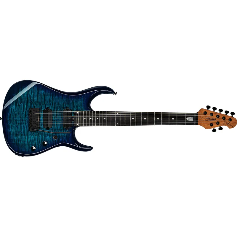 Same Day Shipping Sterling by Music Man John Petrucci JP157 7-String Guitar, DiMarzio Pickups, Cerulean Paradise