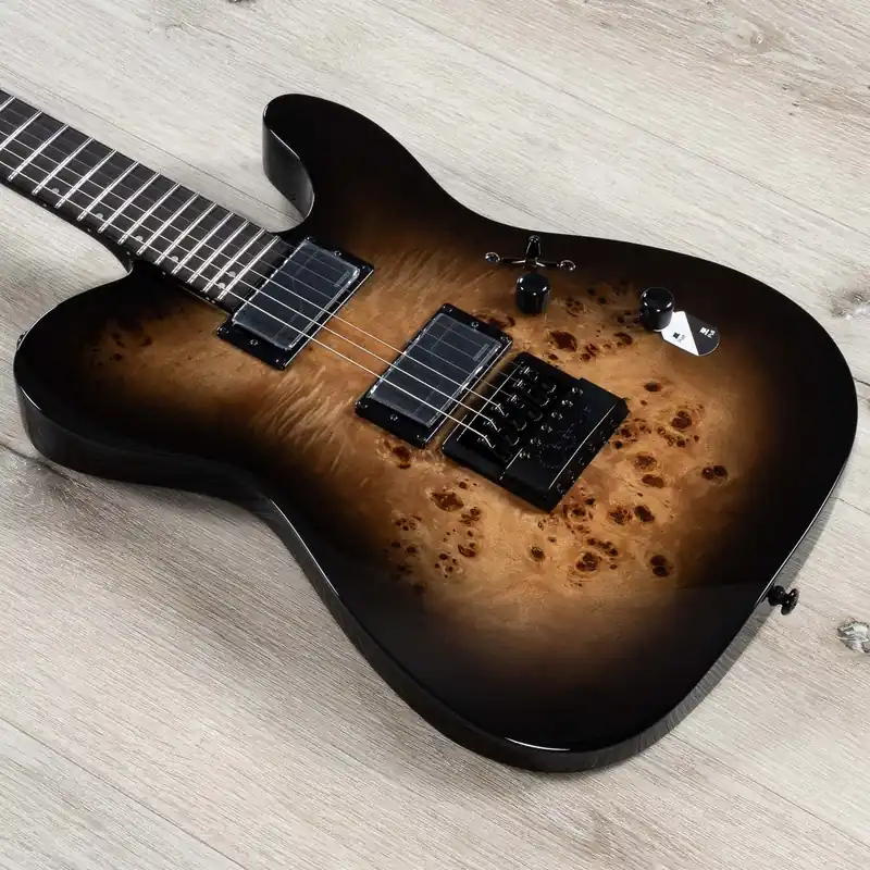 ESP LTD TE-1000 EverTune Burl Poplar Guitar, Burled Top, Fishman Fluence Pickups, Charcoal Burst Factory Price