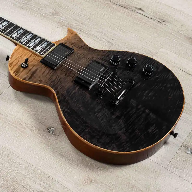 ESP USA Eclipse Guitar, Ebony Fretboard, EMG 81-X / 85-X Pickups, Black Natural Fade Price Drop