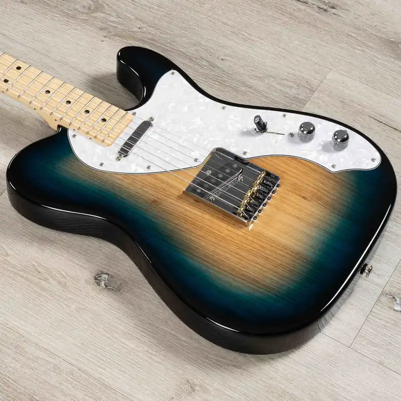 Fresh Stock G&L USA Limited Run ASAT Classic Alnico Thinline Guitar, No F-Hole, Mako Blue