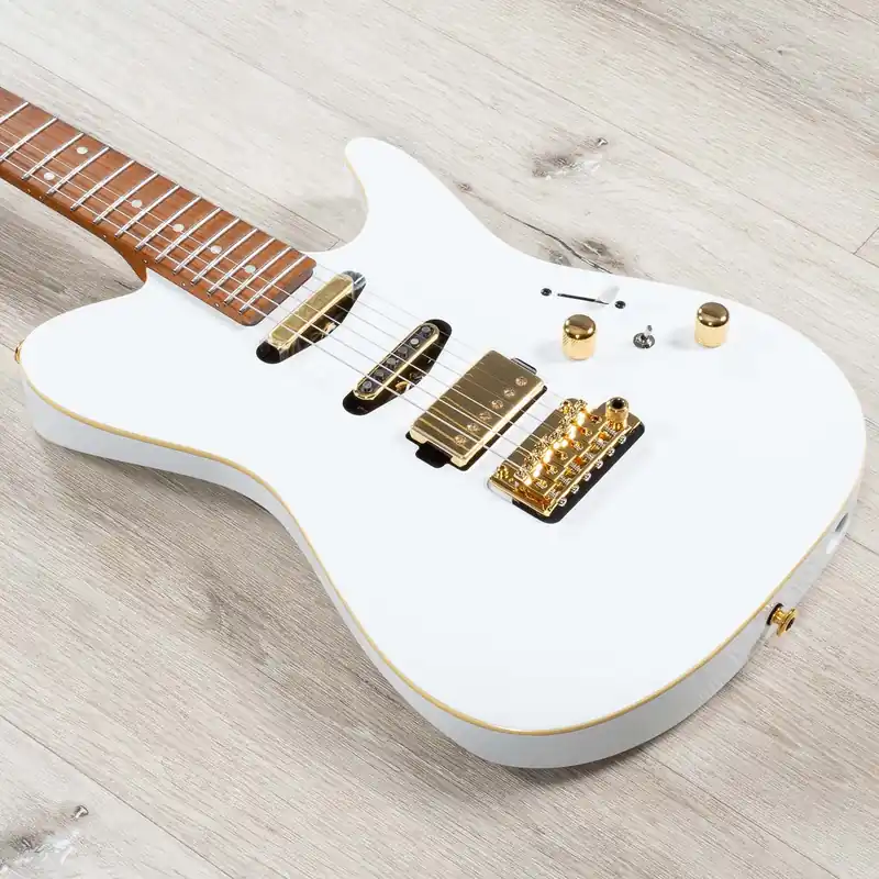 Hot Deal Ibanez Lari Basilio Signature LB1 Guitar, Roasted Birdseye Maple Fretboard, White