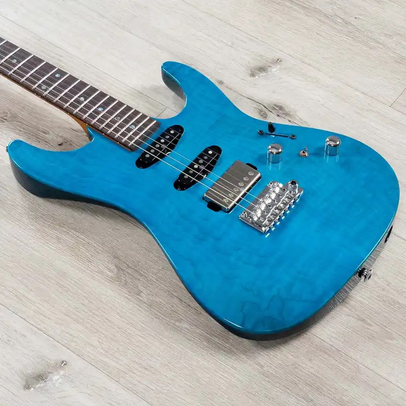 Ibanez Martin Miller MMN1 HSS Guitar, Rosewood Fretboard, Transparent Aqua Blue Best Choice