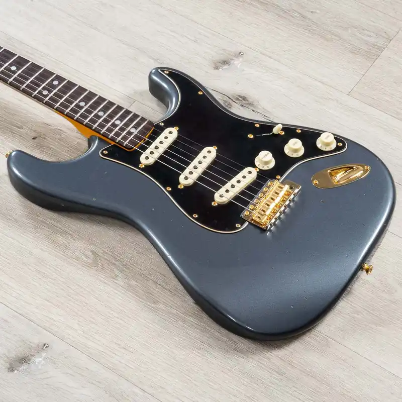 No Minimum Order Fender Custom Shop LTD 1965 Dual-Mag Stratocaster Journeyman Relic Guitar, Charcoal Frost Metallic