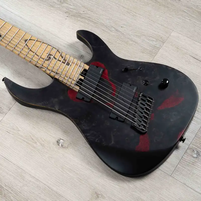 Seasonal Sale Legator Ninja N8FX 8-String Multi-Scale Guitar, Palemoon Ebony Fretboard, Black Widow