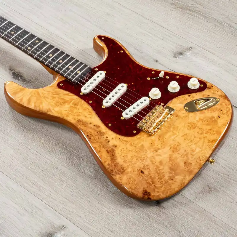 Final Sale Fender Custom Shop Artisan Maple Burl Strat NOS Guitar, Aged Natural Lacquer
