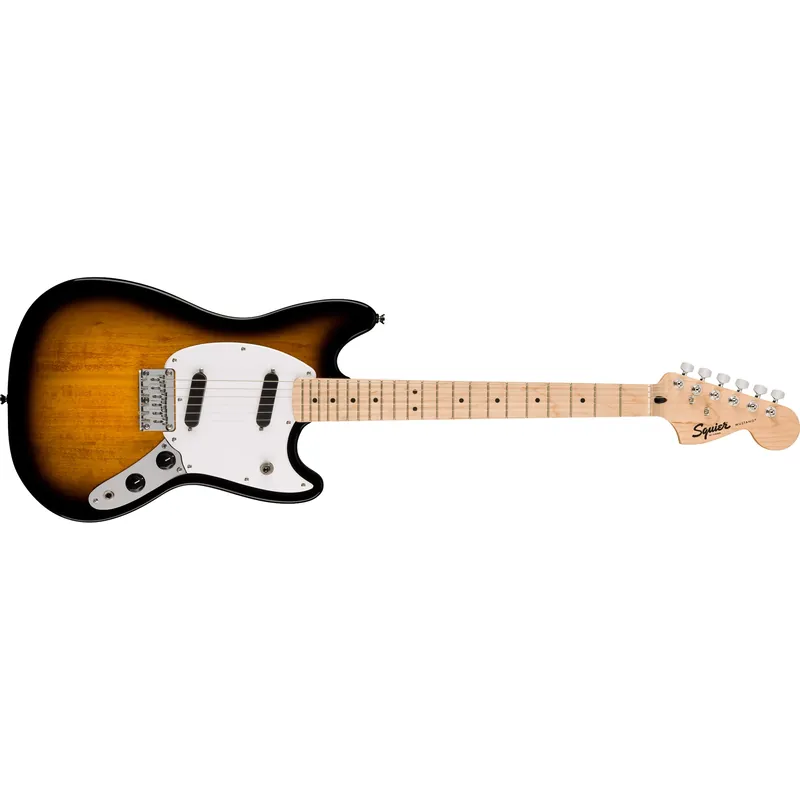 Squier Sonic Mustang Guitar, Maple Fingerboard, White Pickguard, 2-Color Sunburst Secure Checkout