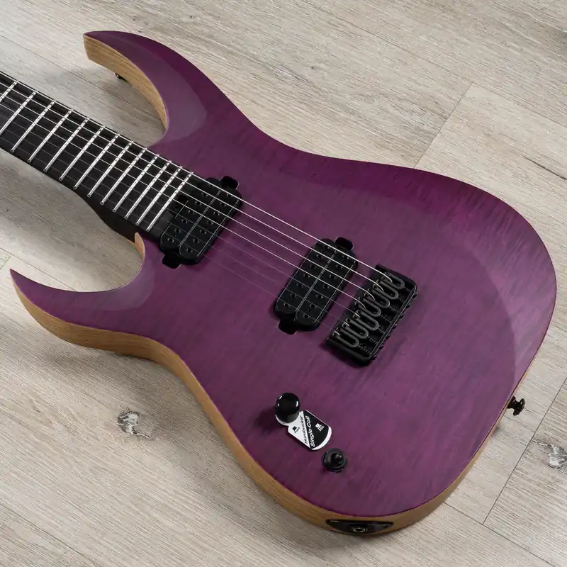 Top Pick Schecter John Browne Tao-7 7-String Left-Handed Guitar, Ebony Fingerboard, Satin Trans Purple