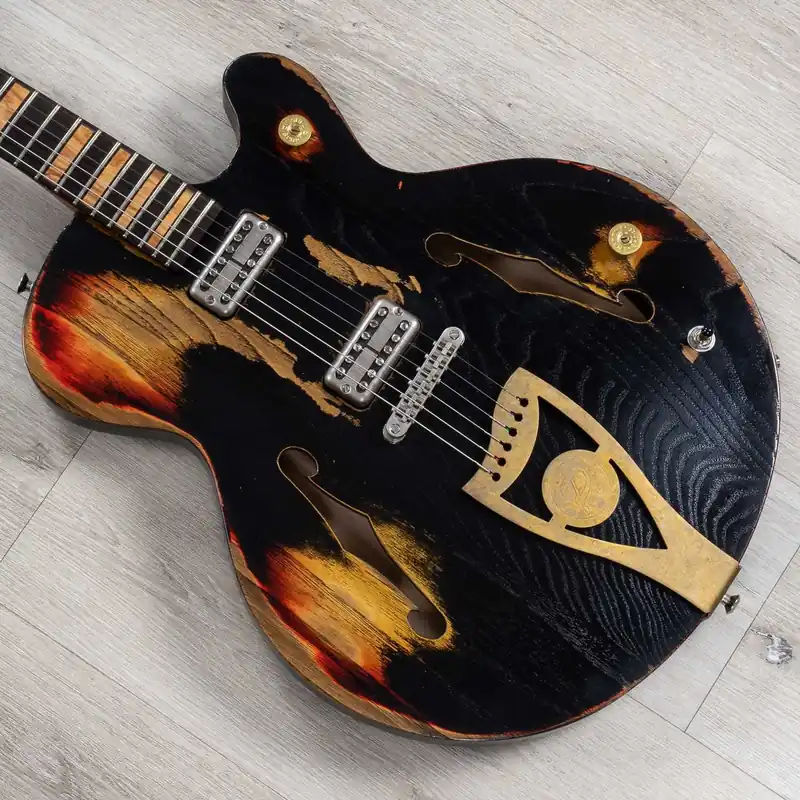 Buy Direct Paoletti 500 Lounge 2PSY Semi-Hollow Guitar, Ebony Fretboard, 400 Heavy Black