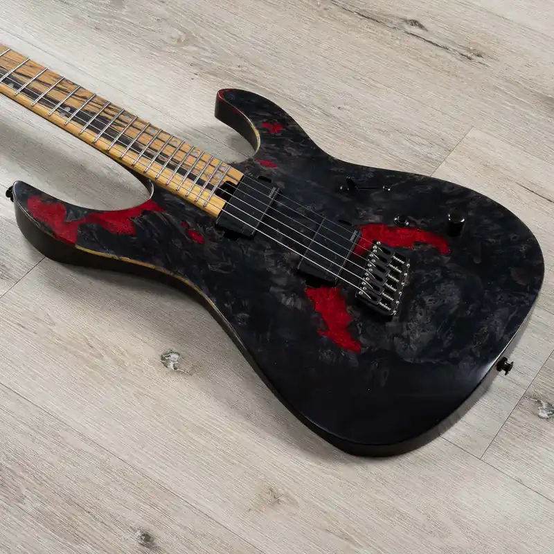 Crafted Legator Ninja N6FX Multi-Scale Guitar, Palemoon Ebony Fretboard, Black Widow