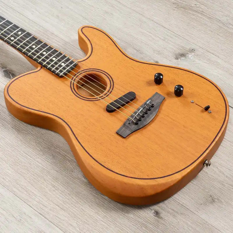 Editor’s Pick Fender American Acoustasonic All-Mahogany Telecaster Guitar, Ebony Fretboard, Natural