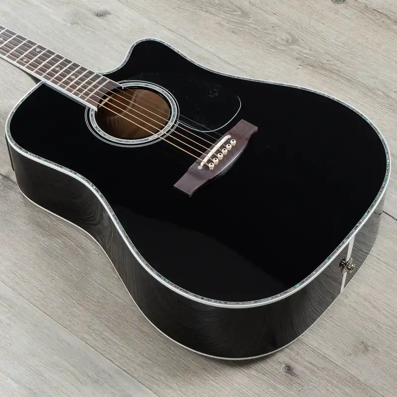 Markdown Takamine EF341DX Dreadnought Acoustic Electric Guitar, Rosewood Fretboard, Black