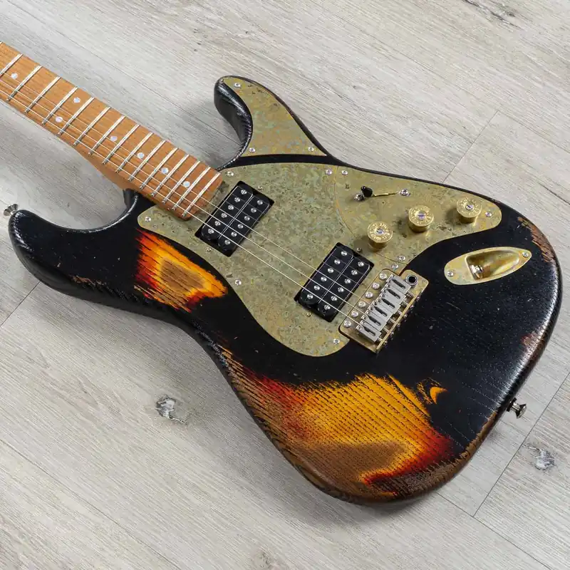 Exclusive Offer Paoletti Stratospheric Loft Darrell Braun Signature Guitar, Roasted Maple Fretboard, Relic Black