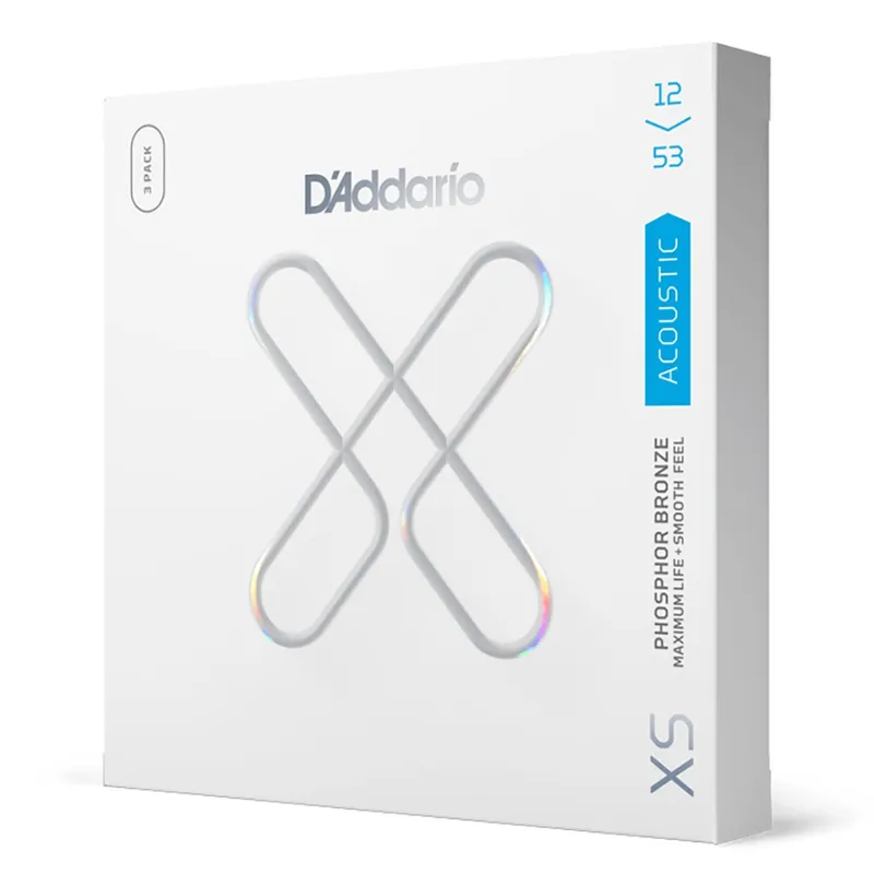 D'Addario XSAPB1253-3P 3-Pack Phosphor Bronze Coated Acoustic Guitar Strings, 12-53 While Supplies Last