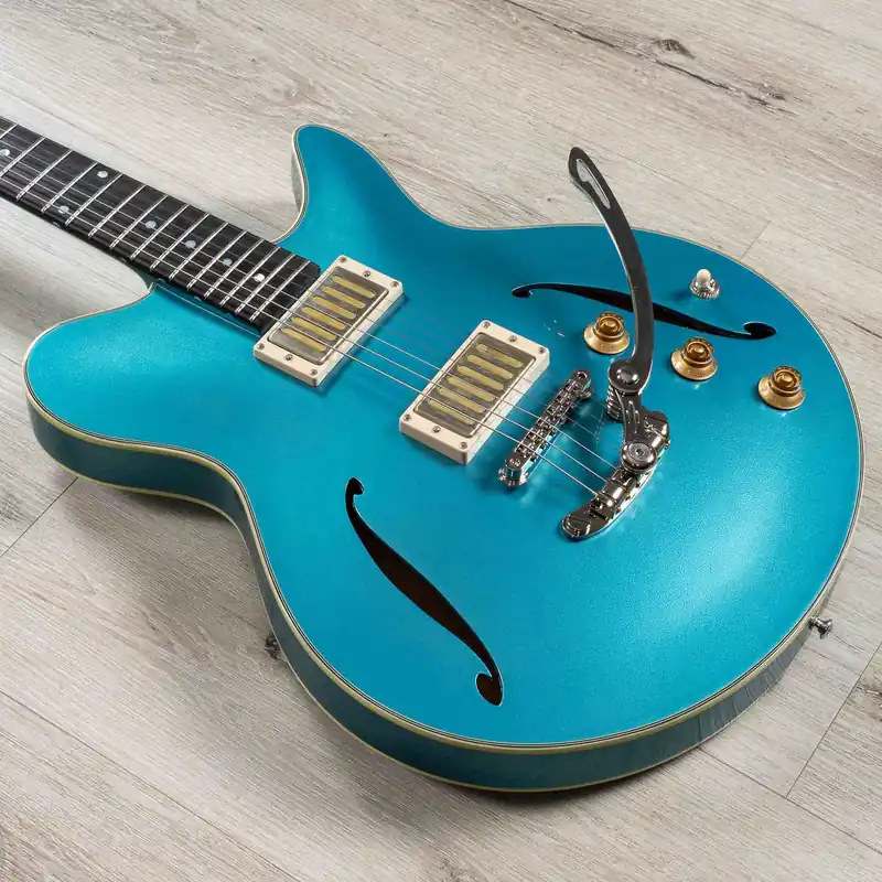 Authentic Eastman Romeo LA Semi-Hollow Guitar, Ebony Fingerboard, Celestine Blue