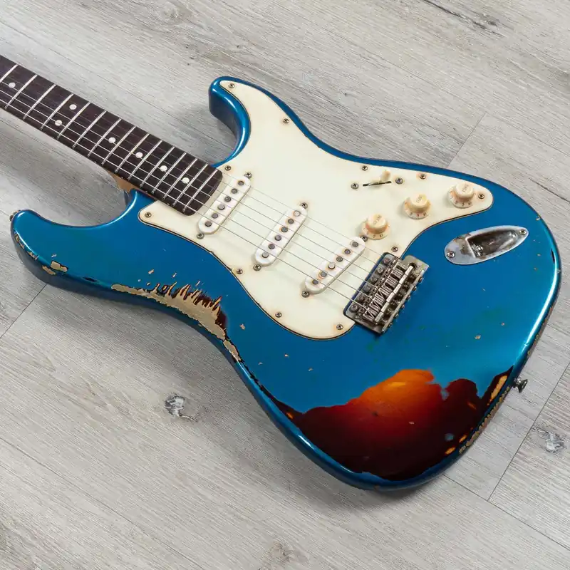 New Arrival LsL Instruments Saticoy Guitar, Roasted Maple, Lake Placid Blue over Sunburst
