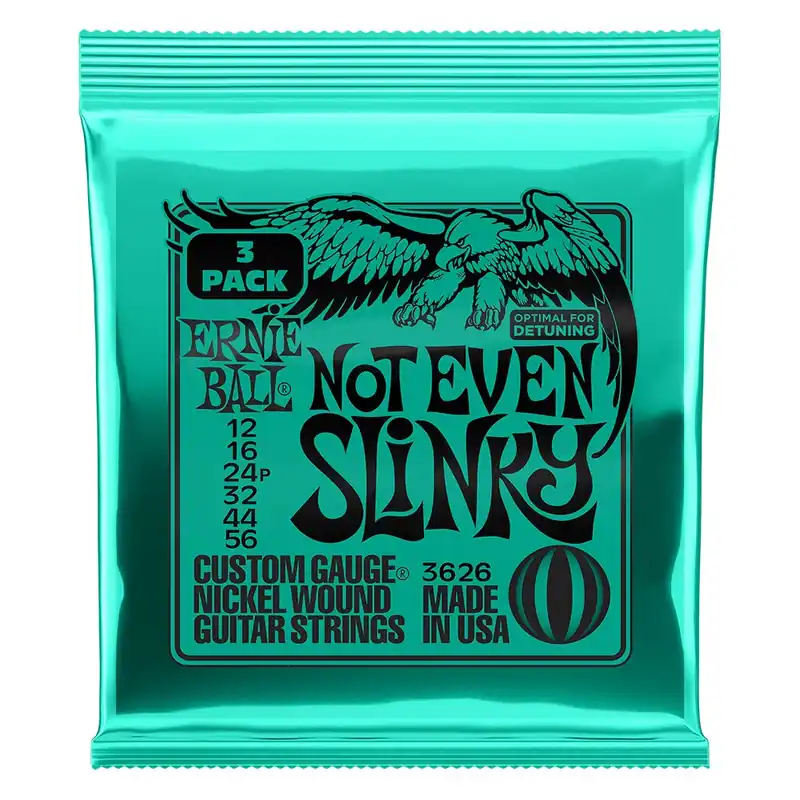 Ernie Ball 3626 Not Even Slinky Nickel Wound Electric Guitar Strings 3-Pack, 12-56 Brand New