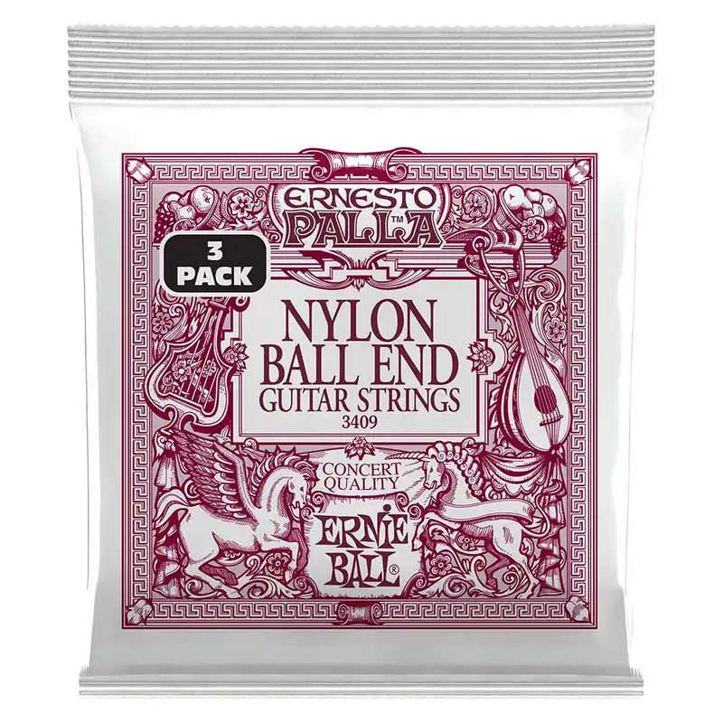 Ernie Ball 3409 Ernesto Palla Black and Gold Ball End Nylon Classical Guitar Strings 3-Pack Original