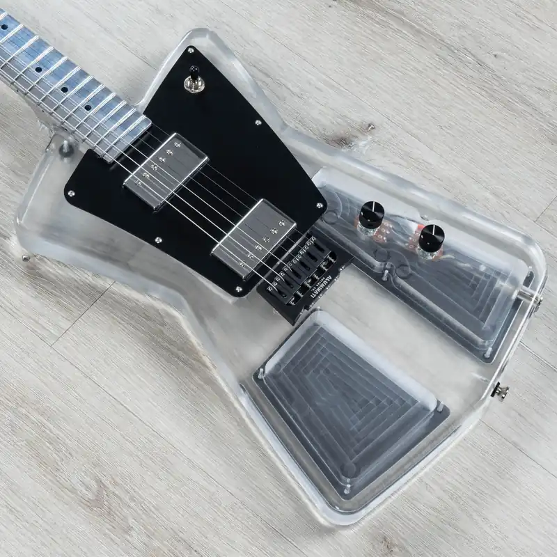 Aluminati Orion Dark Matter Guitar, Lucite Clear Body, Aluminum Neck, 6-Inline Headstock Latest
