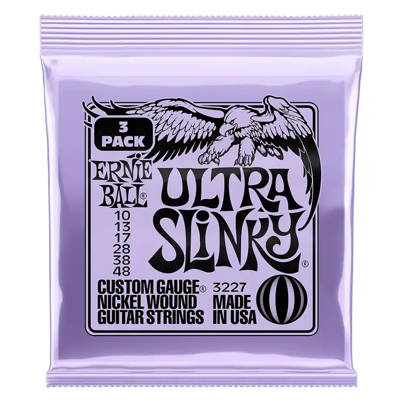 Weekend Sale Ernie Ball 3227 Ultra Slinky Nickel Wound Electric Guitar Strings 3-Pack, 10-48