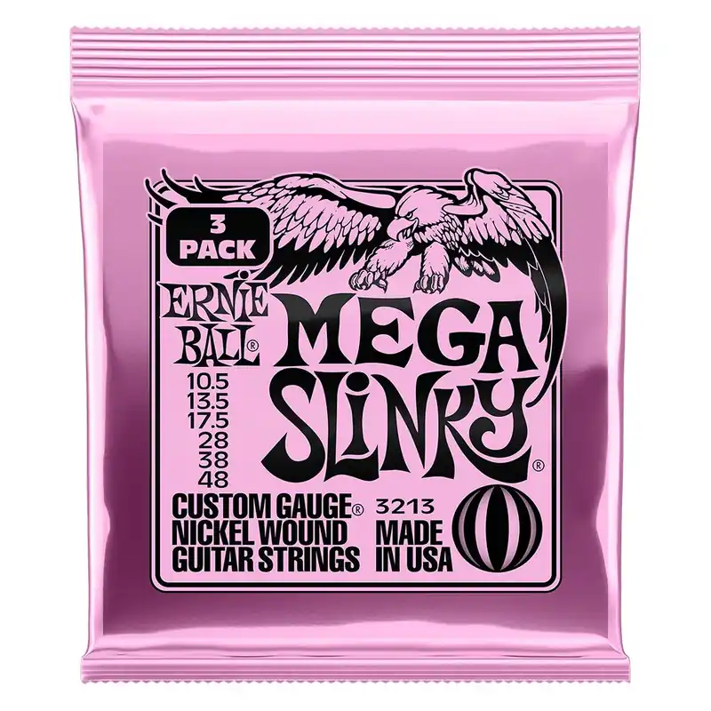 Luxury Ernie Ball 3213 Mega Slinky Nickel Wound Electric Guitar Strings 3-Pack, 10.5-48