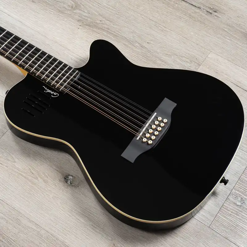 Godin 048588 A12 Black HG 12-String, Solid Cedar Top, Gloss Black Finish Hot Deal
