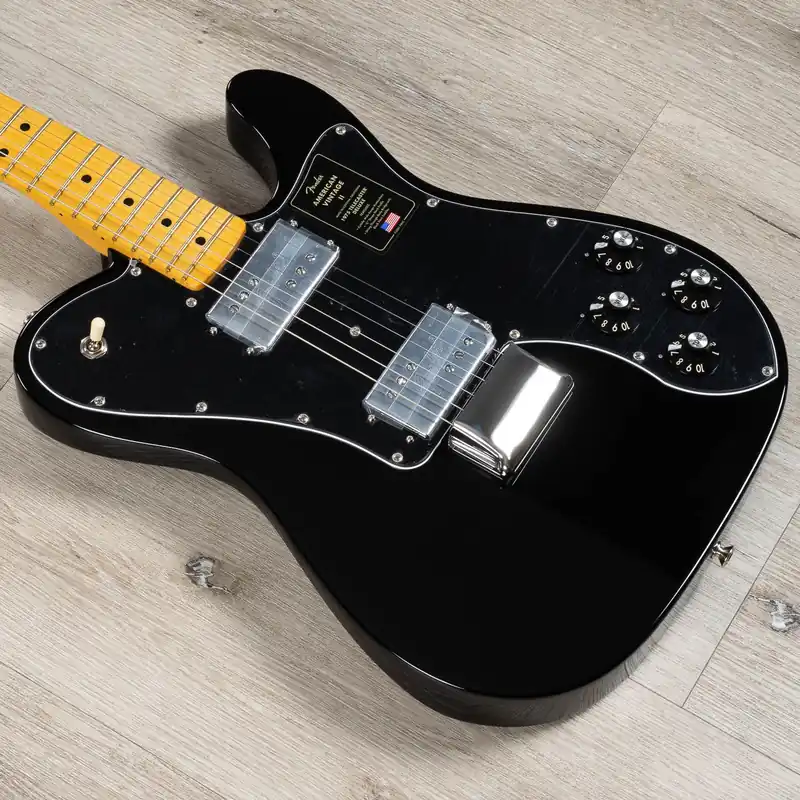 Fender American Vintage II 1975 Telecaster Deluxe Guitar, Maple Fretboard, Black Clearance