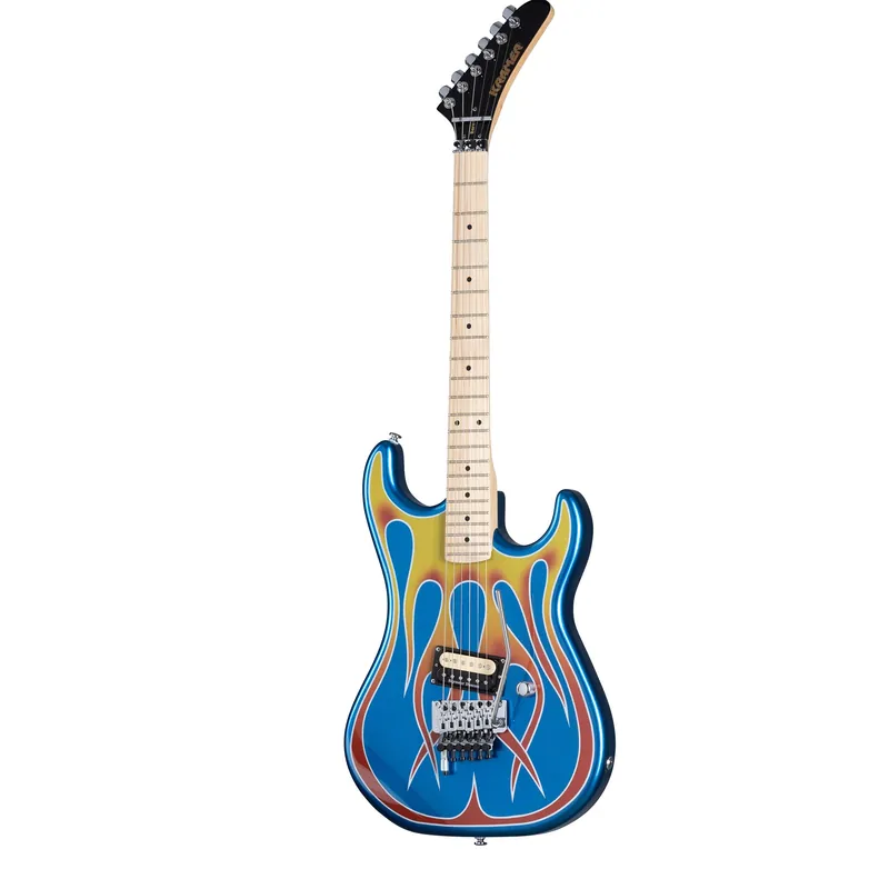 Kramer KBVRBSFDTCF3 Baretta Guitar, Seymour Duncan Pickup, Blue Sparkle with Flames Professional Grade