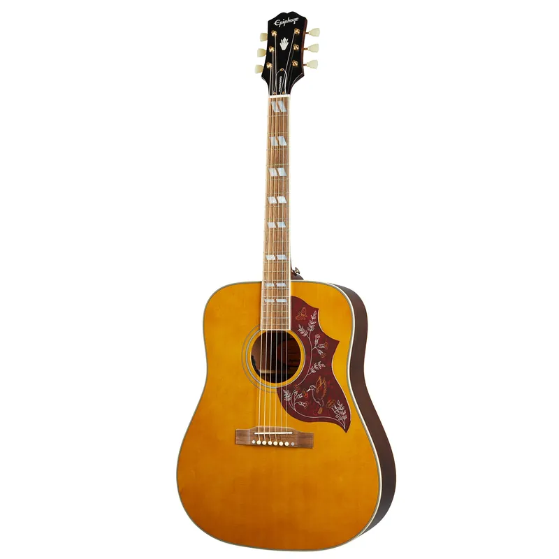 Handmade Epiphone IGMTHUMANAGH1 Hummingbird Acoustic Electric Guitar, Aged Antique Natural Gloss