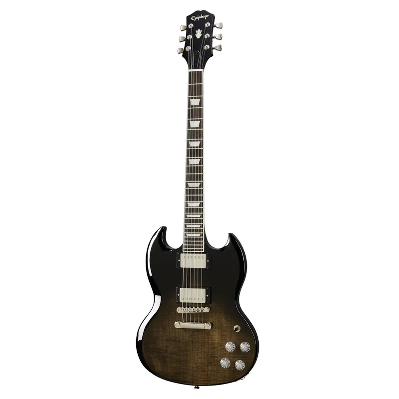 Budget Epiphone EISMFTBFNH1 SG Modern Figured Guitar, Ebony Fretboard, Trans Black Fade