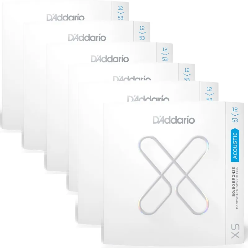 6-Pack of D'Addario XSABR1253 Light Coated Acoustic Guitar Strings, 12-53 While Supplies Last