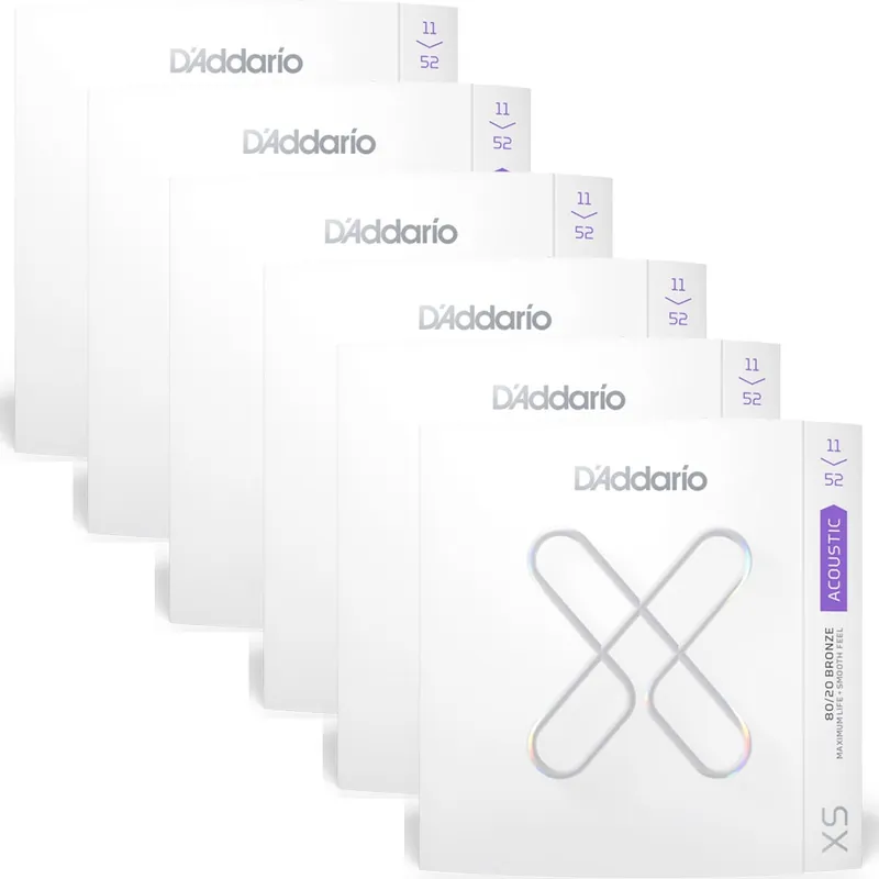 6-Pack of D'Addario XSABR1152 Custom Light Coated Acoustic Guitar Strings, 11-52 Secure Checkout
