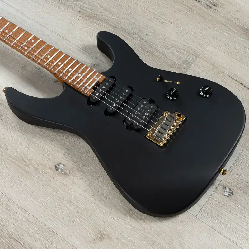 In Demand Charvel USA Select DK24 HSS 2PT CM Guitar, Caramelized Maple Fretboard, Satin Black