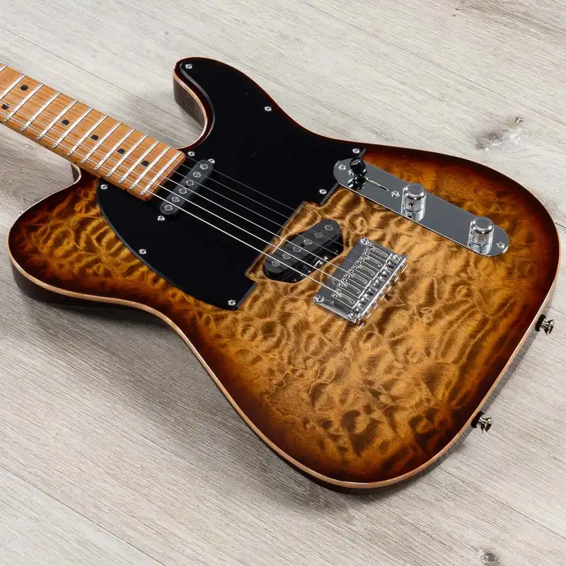 Grab Now Anderson Guitarworks Top T Classic Guitar, Quilt Top, Natural Mocha Edge Burst