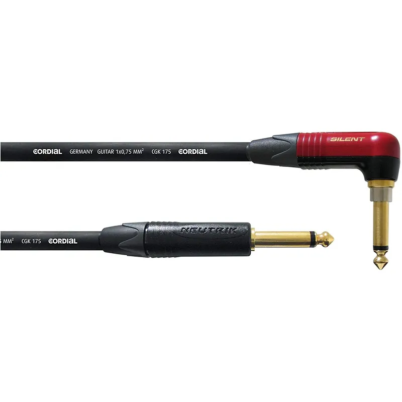 Secure Checkout Cordial Cables CSI RP-SILENT 1/4Guitar Cable, Straight to Right Angle, silentPLUG, 10ft