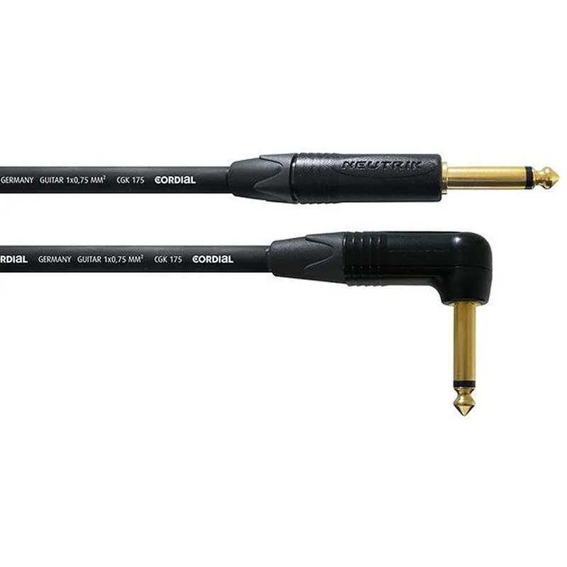 Cordial Cables CSI PR 175 1/4Guitar Instrument Cable, Straight to Right Angle, 10ft Price Cut