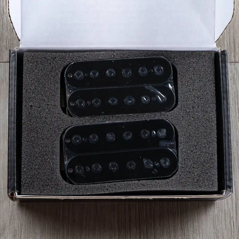 Save Now Guitarmory Foxbat 6-String Humbucker Guitar Pickup Set, Black w/ Black Poles