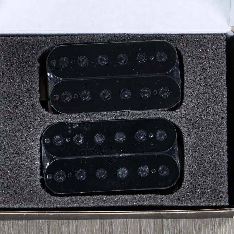 Guitarmory Ares 6-String Humbucker Guitar Pickup Set, Black w/ Black Poles Top Pick