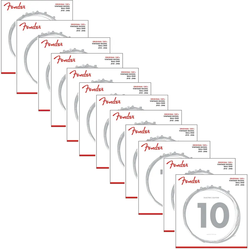 Super Sale 12-Pack of Fender Original 150 Guitar Strings, Pure Nickel Wound, 150R 10-46