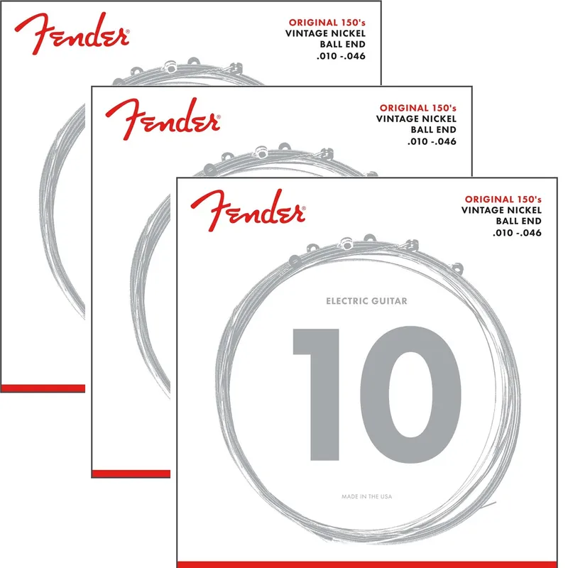 New Arrival 3-Pack of Fender Original 150 Guitar Strings, Pure Nickel Wound, 150R 10-46