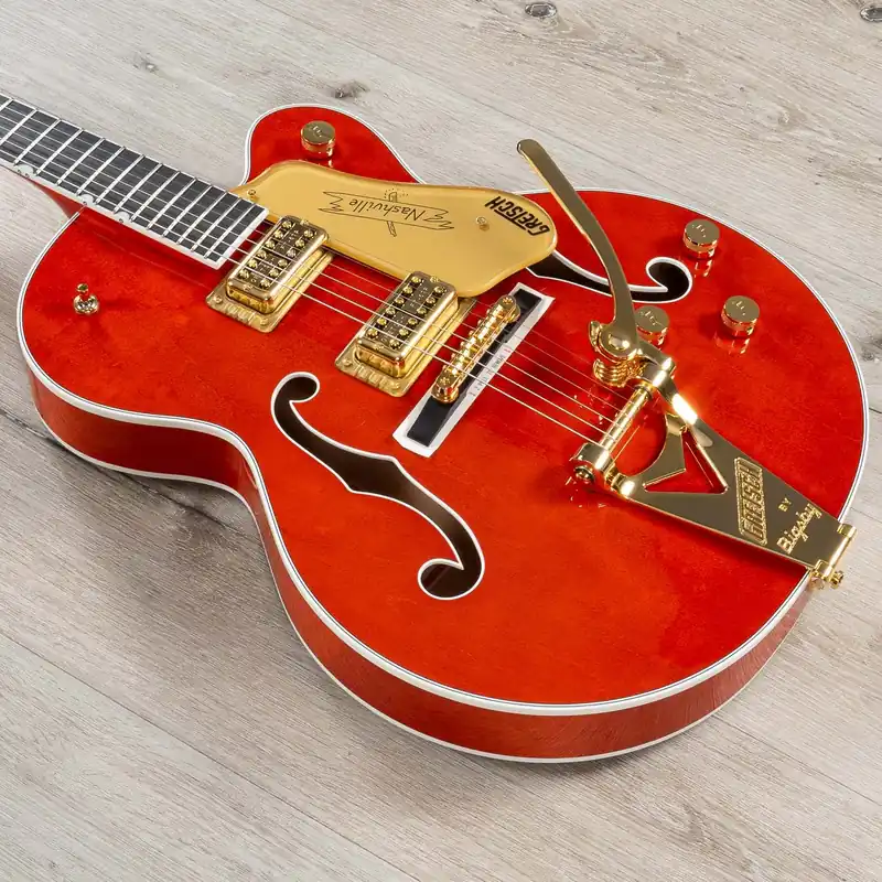 Gretsch G6120TG Players Edition Nashville Hollow Body Guitar with String-Thru Bigsby and Gold Hardware, Ebony Fingerboard, Orange Stain Limited Time