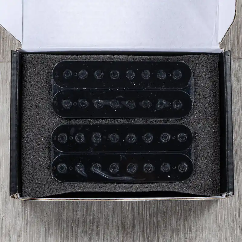 Guitarmory Polaris 8-String Humbucker Guitar Pickup Set, Black w/ Black Poles Free Returns