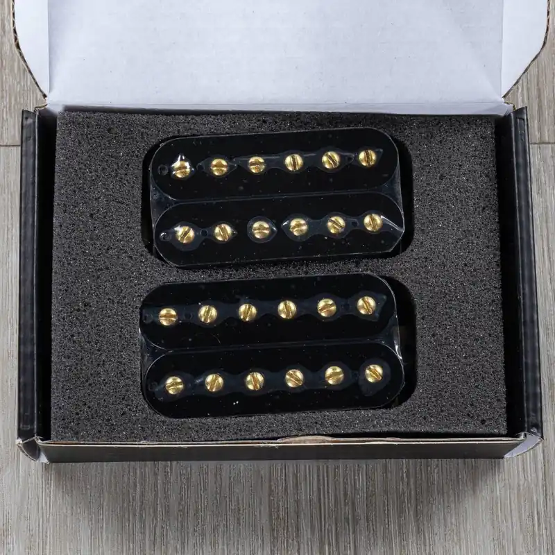 Guitarmory Polaris 6-String Humbucker Guitar Pickup Set, Black w/ Gold Poles Exclusive Offer